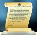 Scroll Certificate - 8-1/2" custom cut acrylic